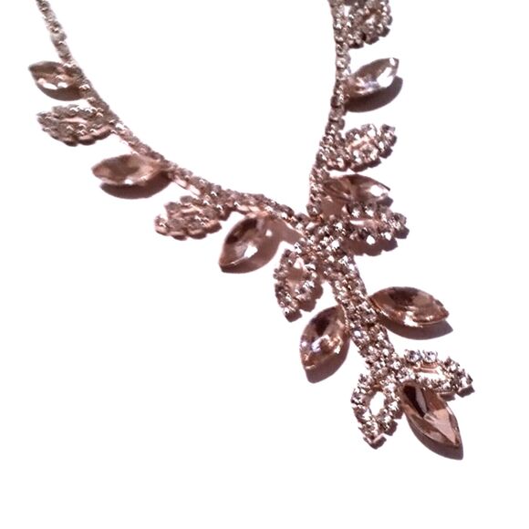 Icing Gold Tone Champagne and Clear Rhinestone Y Drop Necklace - Picture 1 of 9